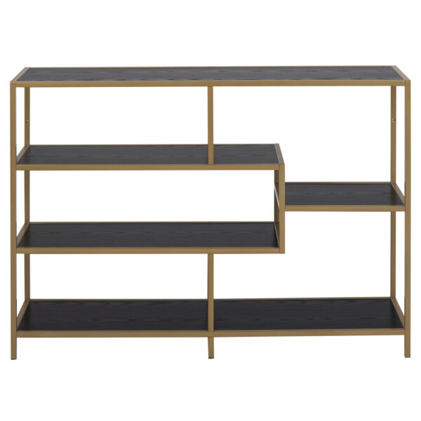 ACT NORDIC Seaford bogreol - sort melamin ask og guld metal(H:78cm x114cm x cm)