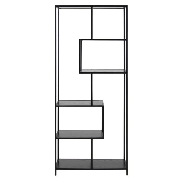 ACT NORDIC Seaford bogreol - sort melamin ask og sort metal(H:185cm xcm x 35cm)