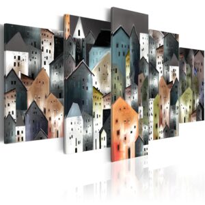 ARTGEIST 6th District - Abstrakt billede af huse trykt på lærred - Flere størrelser 200x100