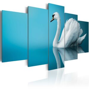 ARTGEIST A swan in blue - Billede af svane på blå baggrund trykt på lærred - Flere størrelser 200x100