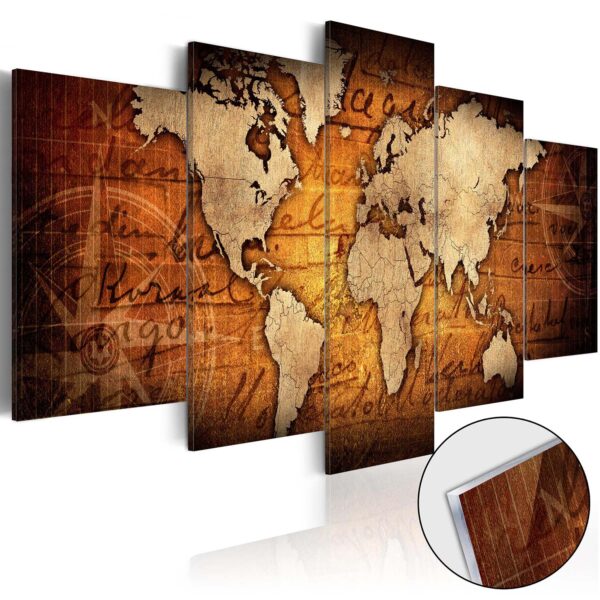 Artgeist Acrylic prints Bronze map - Verdenskort trykt på plexiglas