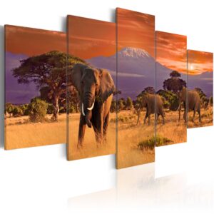 ARTGEIST Africa: Elephants - Billede fra den afrikanske savanne trykt på lærred - Flere størrelser 200x100