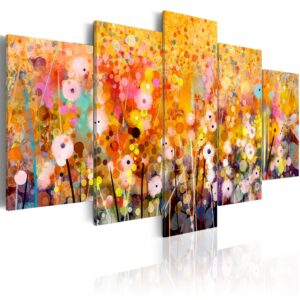 ARTGEIST Amber Garden - Kunstnerisk billede med rav-blomster trykt på lærred - Flere størrelser 200x100