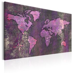 Artgeist Amethyst Map - Verdenskort I Lilla Oxideret Look Trykt På Lærred - Flere Størrelser 120X80 -> Stor værdi for pengene