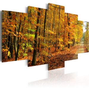 ARTGEIST An alley among colorful leaves - Smuk skov i efteråret trykt på lærred - Flere størrelser 200x100