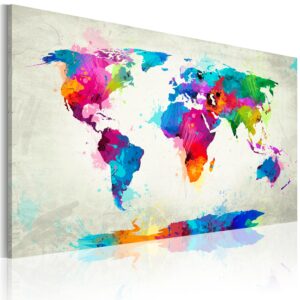 Artgeist An Explosion Of Colors - Multifarvet Verdenskort I Trykt På Lærred - Flere Størrelser 60X40 -> Produkter af høj kvalitet