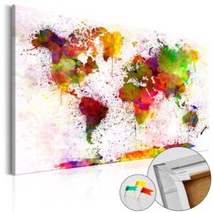 Artgeist Artistic World - Elegant Verdenskort I Farverigt Design Trykt På Kork - Flere Størrelser 60X40 -> Gennemse vores opgørelse online