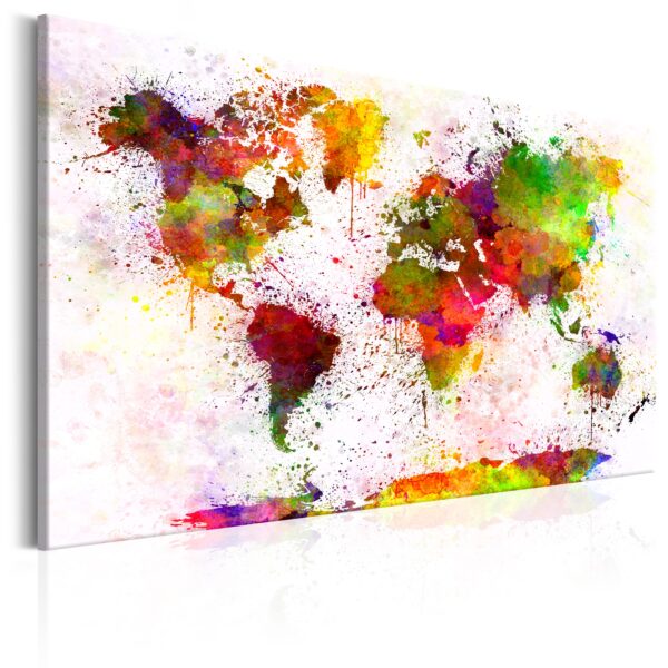 Artgeist Artistic World - Elegant Verdenskort I Farverigt Design Trykt På Lærred - Flere Størrelser 120X80 -> Kæmpe opgørelse