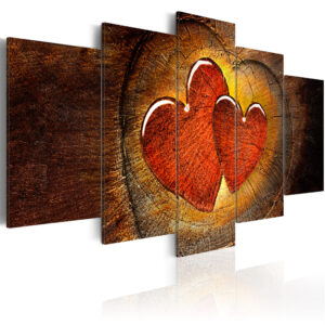 ARTGEIST Beating of your heart - Rustikt billede af to hjerter trykt på lærred - Flere størrelser 200x100