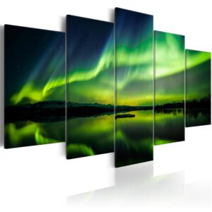 ARTGEIST Beautiful Glow II - Nordlys i grønne nuancer trykt på lærred - Flere størrelser 200x100
