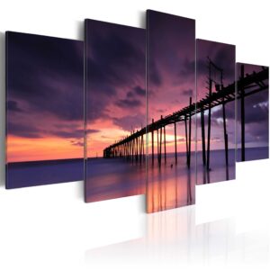 ARTGEIST - Billede af bro på havet i smuk solnedgang trykt på lærred - Flere størrelser 200x100