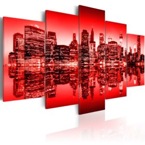 ARTGEIST - Billede af New Yorks skyline med rødt filter trykt på lærred - Flere størrelser 100x50