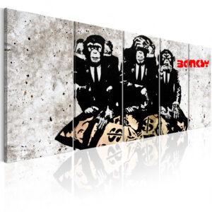 ARTGEIST billede trykt på lærred - Banksy: Three Monkeys