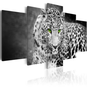 ARTGEIST billede trykt på lærred - Leopard i sort/hvid