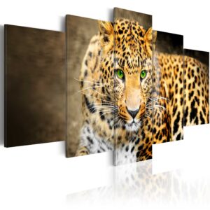 ARTGEIST billede trykt på lærred - Leopard med grønne øjne