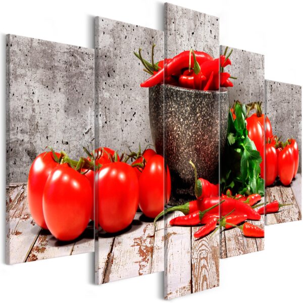 ARTGEIST billede trykt på lærred - Red Vegetables Concrete