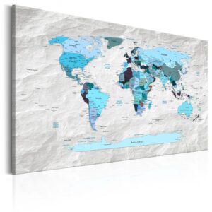 Artgeist Blue Pilgrimages - Blå Verdenskort Med Sten-Effekt Trykt På Lærred - Flere Størrelser 90X60 -> Køb online i dag