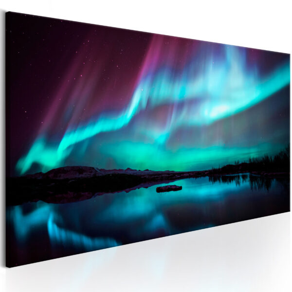 ARTGEIST Blue Ribbons - Nordlys i blå og lilla nuancer trykt på lærred - Flere størrelser 120x40