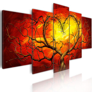 ARTGEIST - Brændende hjerte udformet af grene fra træ trykt på lærred  200x100