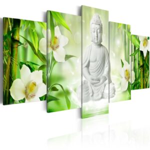 ARTGEIST Buddha and jasmine - Zen billede af Buddha trykt på lærred - Flere størrelser 200x100