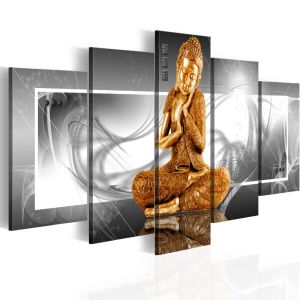 ARTGEIST Buddhist prayer - Mediterende Buddha i guld trykt på lærred - Flere størrelser 200x100