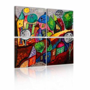 Artgeist Colourful City Billede - Multifarvet Print