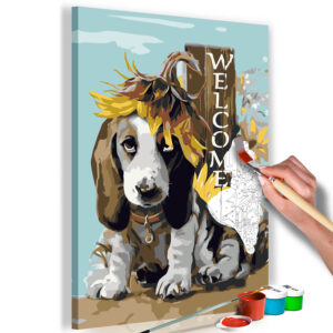ARTGEIST DIY lærred maleri - Dog and Sunflowers 60x40