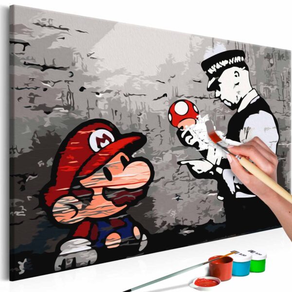 Artgeist Diy Mario Banksy Maleri - Hvidt Lærred