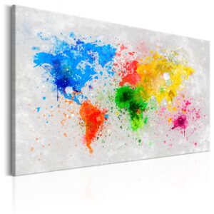 Artgeist Expressionism Of The World - Farverigt Verdenskort Trykt På Lærred - Flere Størrelser 120X80 -> Gennemse vores lagerbeholdning