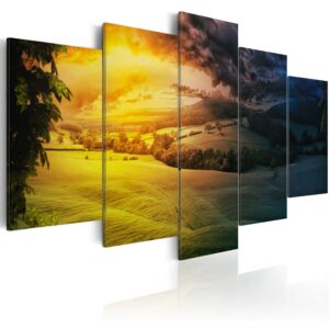 ARTGEIST - Flot billede af landskab med dag/nat-effekt trykt på lærred - Flere størrelser 200x100