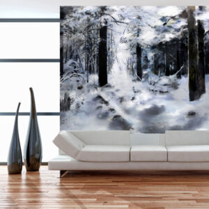 ARTGEIST - Fototapet af en snefyldt skov - Flere størrelser 200x154