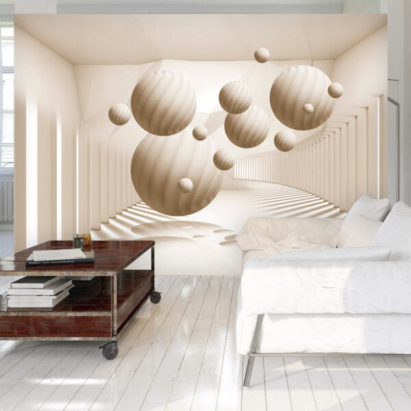 ARTGEIST Fototapet af flyvende kugler - Beige Balls (flere størrelser) 200x140
