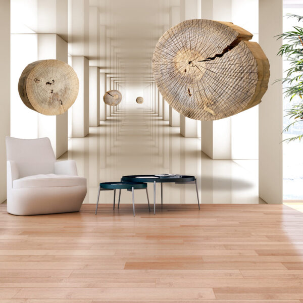 ARTGEIST Fototapet af flyvende træ - Flying Discs of Wood (flere størrelser) 250x175