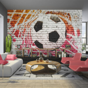 ARTGEIST Fototapet af fodbold på mursten - Street football (flere størrelser) 250x175