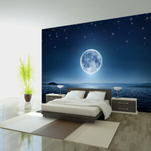 ARTGEIST - Fototapet af hvidt måneskin over vandet - Flere størrelser 150x105