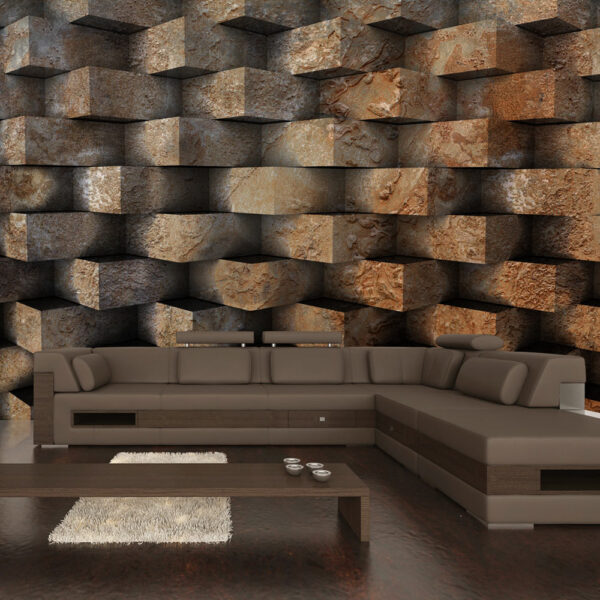 ARTGEIST - Fototapet af mursten i en abstrakt formation - Flere størrelser 300x210