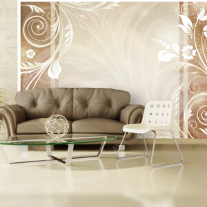 ARTGEIST - Fototapet med flotte blomster motiver på beige baggrund - Flere størrelser 200x140