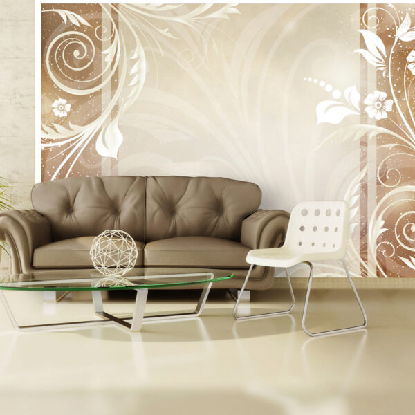 ARTGEIST - Fototapet med flotte blomster motiver på beige baggrund - Flere størrelser 300x210