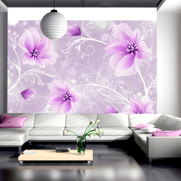 ARTGEIST - Fototapet med lilla blomster på violet baggrund - Flere størrelser 100x70