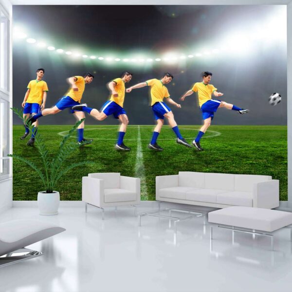 ARTGEIST Fototapet med motiv af fodboldspiller i fodboldkamp på fodboldstadion (flere størrelser) 100x70