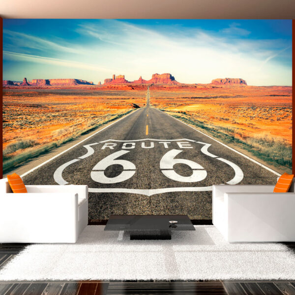 ARTGEIST Fototapet med motiv af Route 66 og udsigt til bjerge og ørken (flere størrelser) 100x70