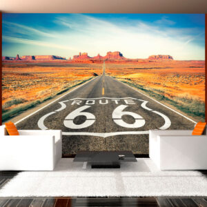 ARTGEIST Fototapet med motiv af Route 66 og udsigt til bjerge og ørken (flere størrelser) 150x105