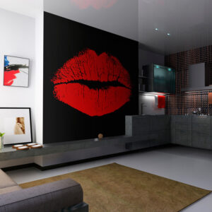 ARTGEIST - Fototapet med sensuelle røde læber - Flere størrelser 250x193