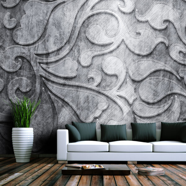ARTGEIST Fototapet - Sølv baggrund med blomstermønster (flere størrelser) 200x154