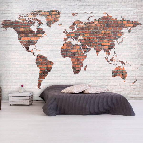 ARTGEIST Fototapet - World Map: Brick Wall