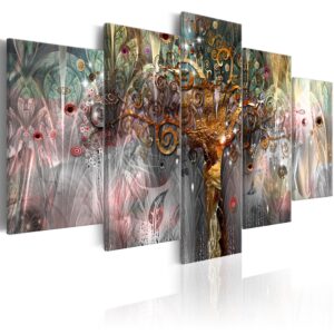 ARTGEIST Golden Tree II - Abstrakt billede med træ-motiv trykt på lærred - Flere størrelser 100x50