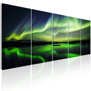 ARTGEIST Green Sky I - Nordlys i grønne nuancer trykt på lærred - Flere størrelser 225x90