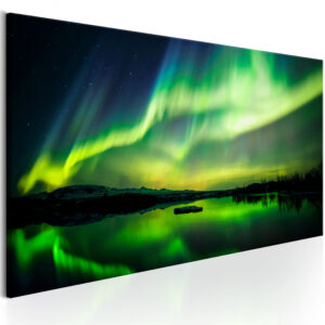 ARTGEIST Green Sky - Nordlys i grønne nuancer trykt på lærred - Flere størrelser 135x45