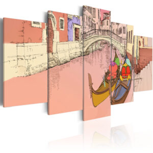 ARTGEIST - Kunstnerisk tegnet billede fra kanalerne i Venedig trykt på lærred - Flere størrelser 100x50
