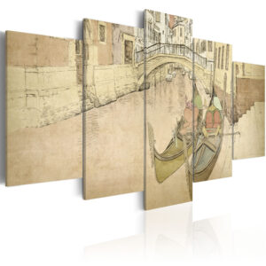 ARTGEIST - Kunstnerisk tegnet billede fra kanalerne i Venedig trykt på lærred - Flere størrelser 100x50